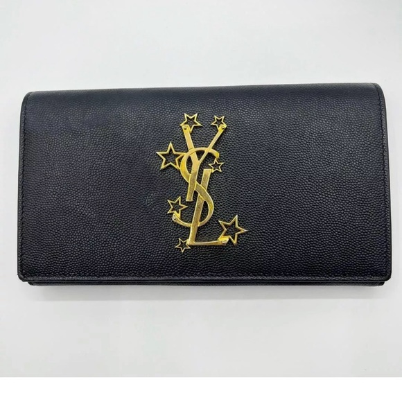 YSL Wallet YVES SAINT LAURENT Wallet Logo Christmas Star Long Wallet 💝 - Picture 3 of 12